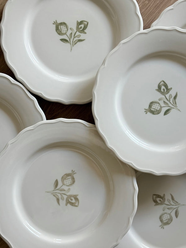 Platos granada verde grisacea