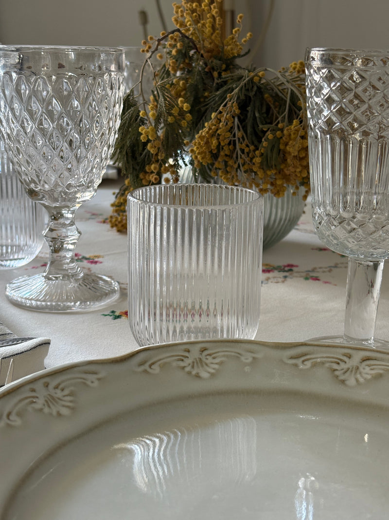 6 vasos cristal con raya el relieve