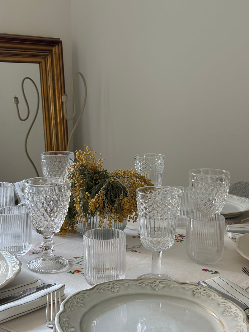 6 vasos cristal con raya el relieve